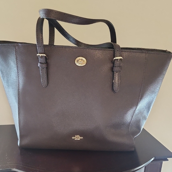 Coach Handbags - Coach Plum Leather Tote Bag